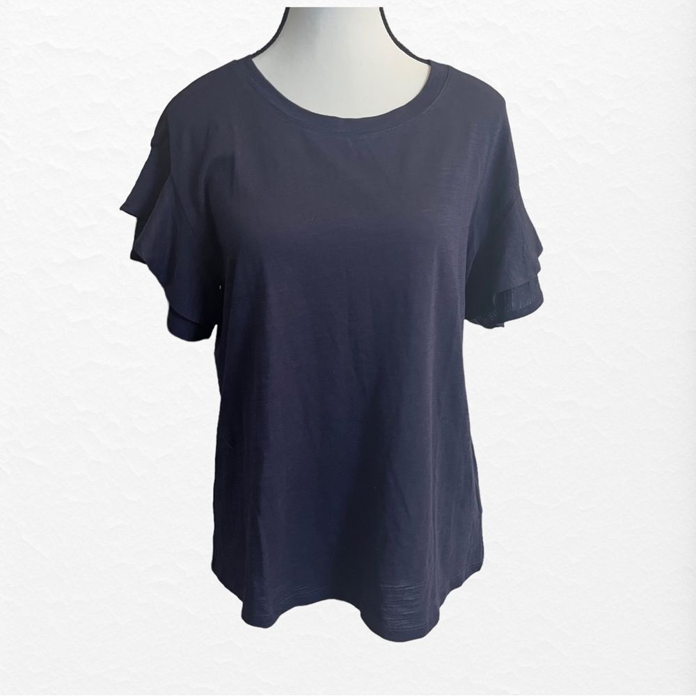 New With Tags DG2 Diane Gilman Short Flutter Sleeve T- Shirt Blouse Size Small